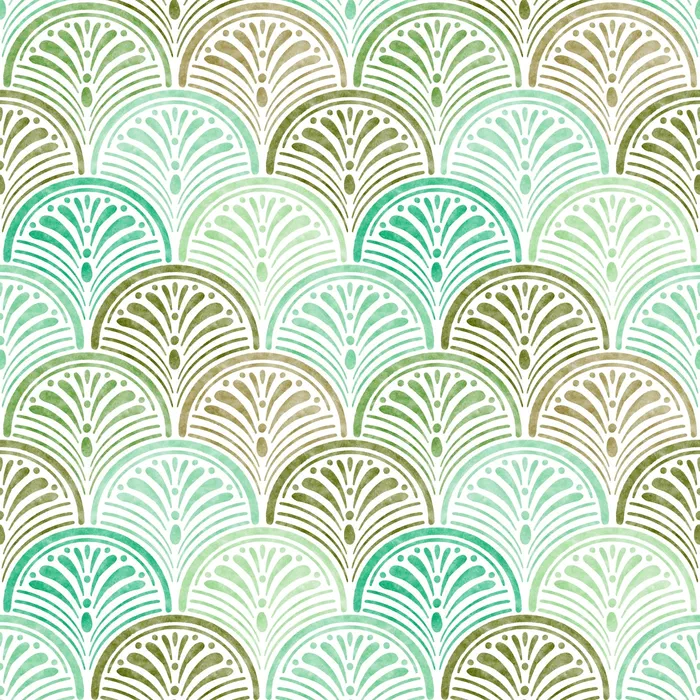 Scalloped watercolor seashells — Watercolor Seashells, Blues and Browns colorway