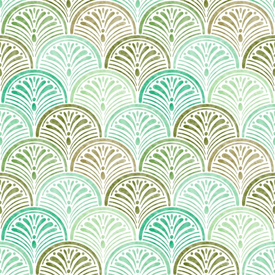 Scalloped watercolor seashells — Watercolor Seashells, Blues and Browns colorway