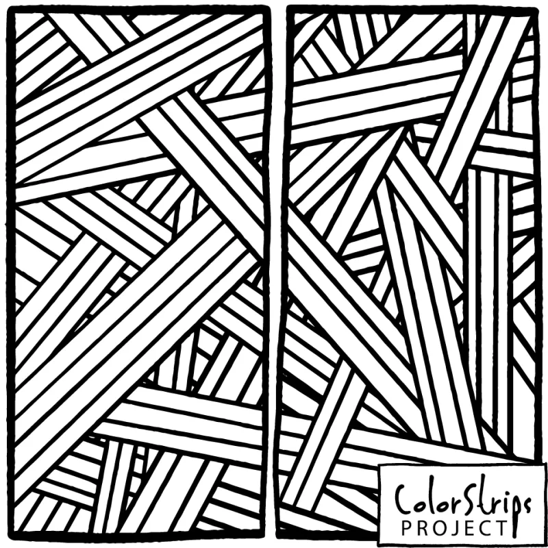 Crisscross: overlapping striped bands in two side-by-side panels.