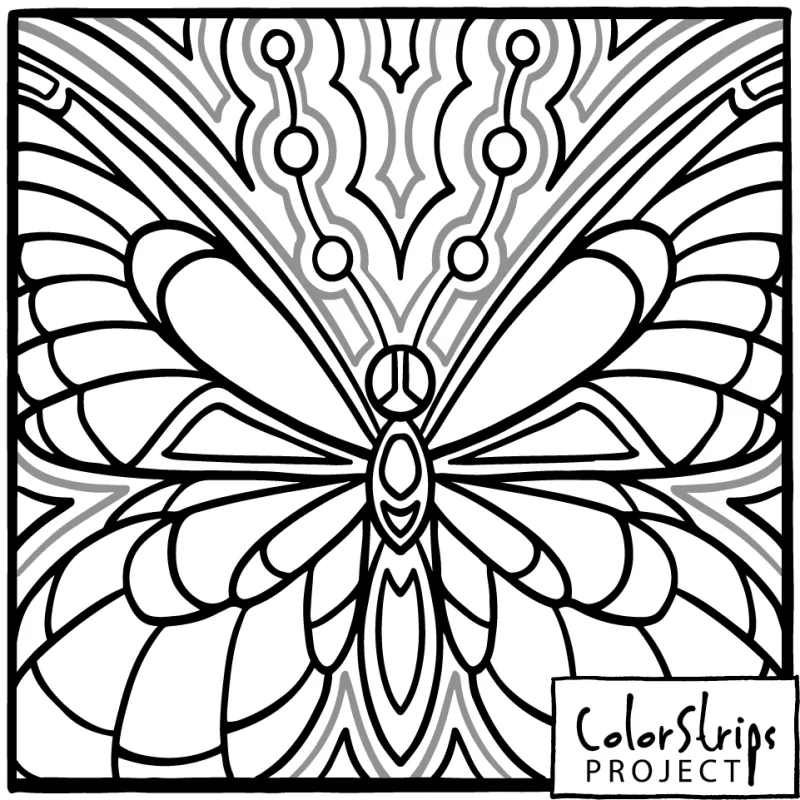 ButterThree: a butterfly with layered, scalloped wings and dotted rays above.