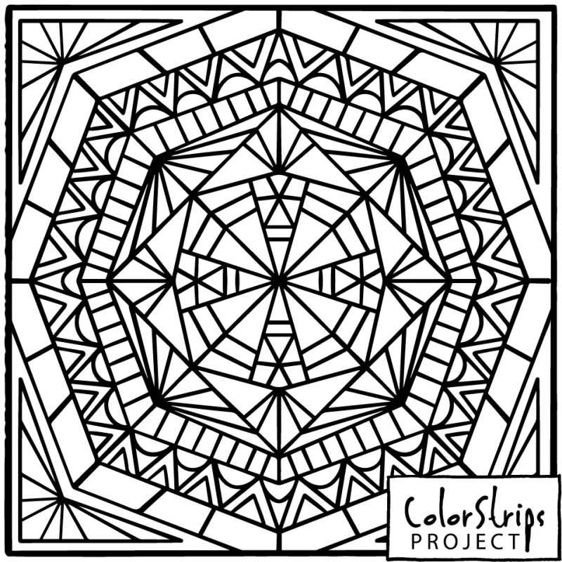 An intricate octagonal medallion of triangles and rays.