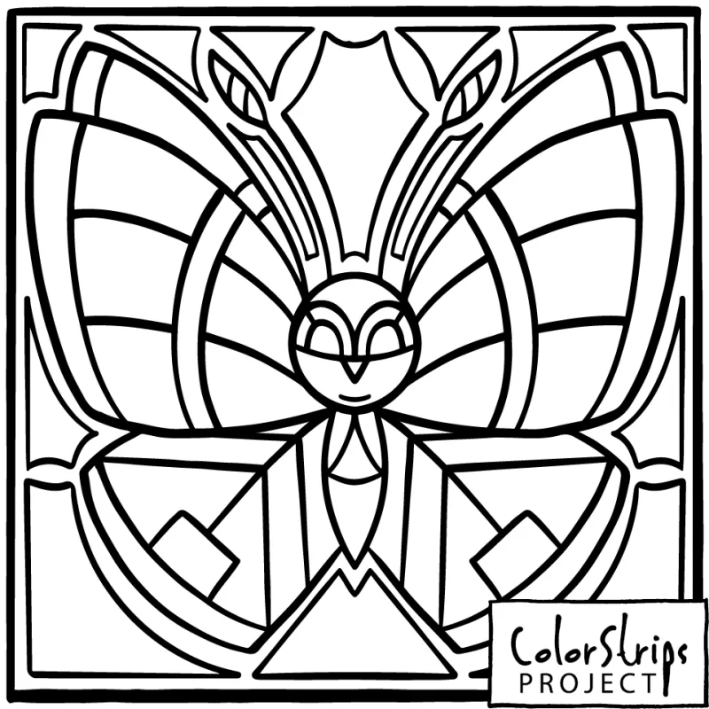 ButterOne: a smiling butterfly with art deco wings.