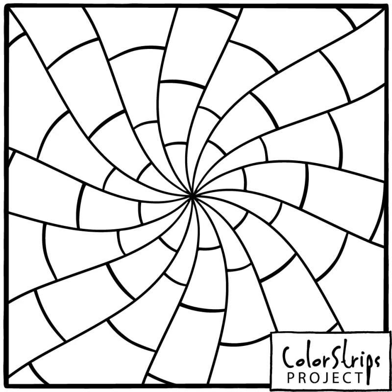Spiraling bands of segments swirling out from the center.