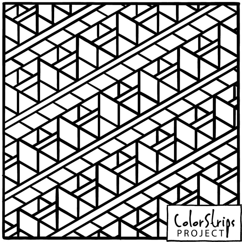 Diagonal rows of interlocking triangles and parallelograms.