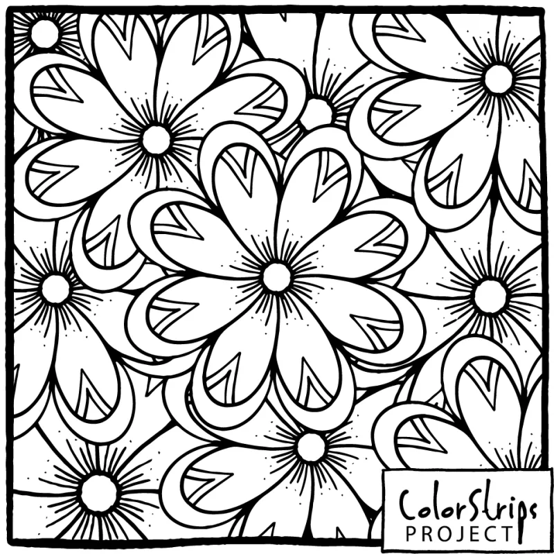 Hidden Flowers: daisies and blossoms layered across the whole square.