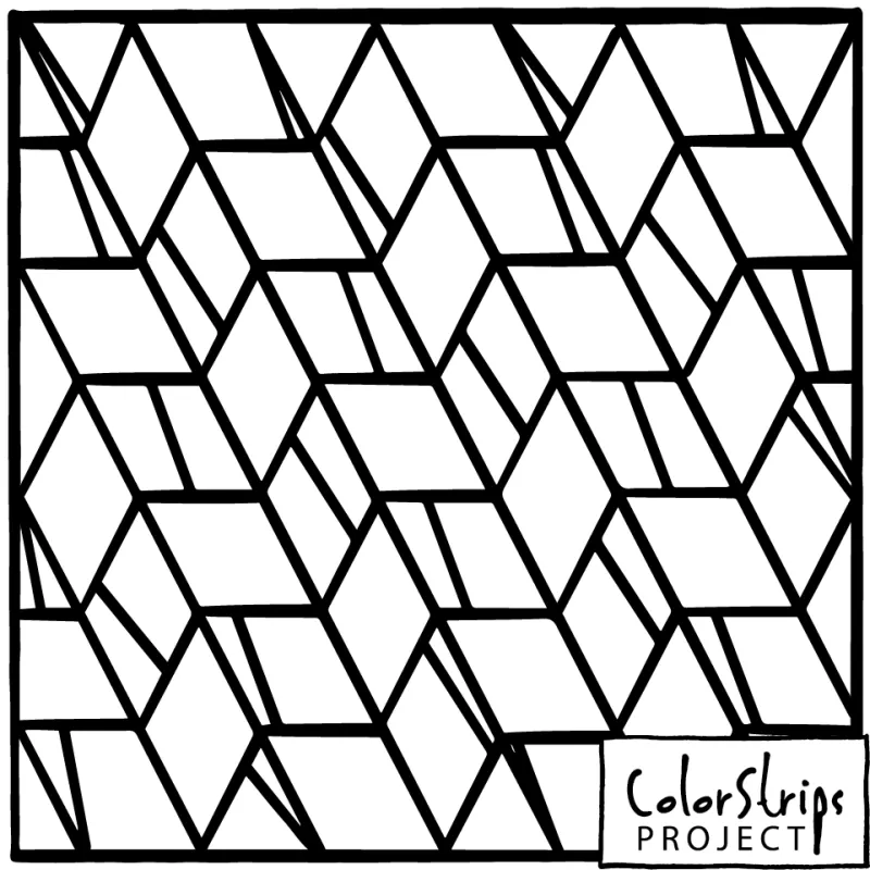 Fractured Figments: diagonal rows of stacked parallelograms.