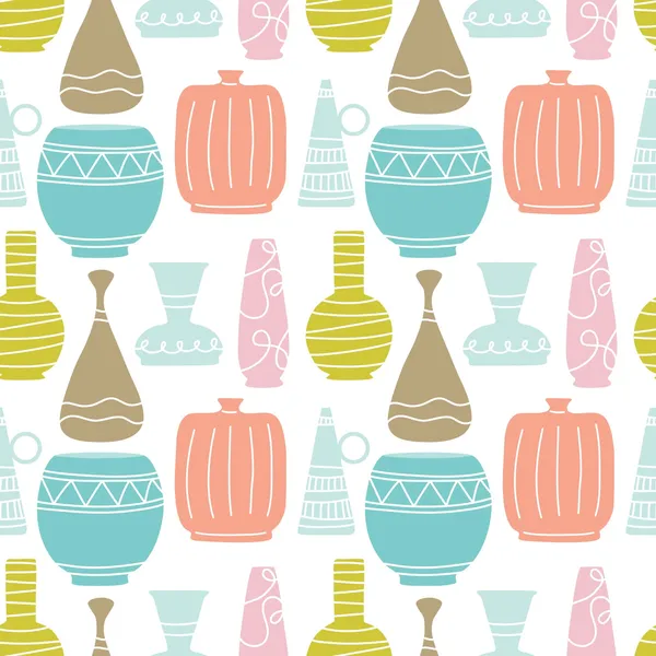 Rows of hand-drawn vases and vessels — Athena's Vases, Dreamy Pastels colorway