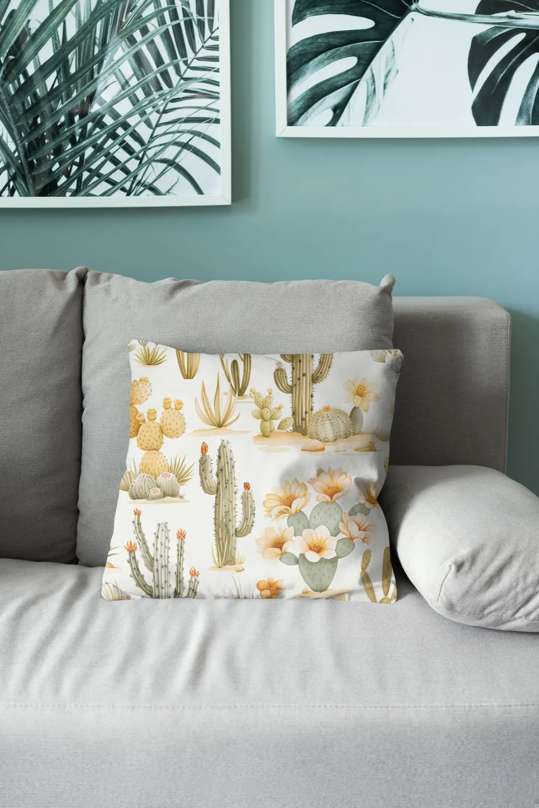 Desert Cactus on a throw pillow