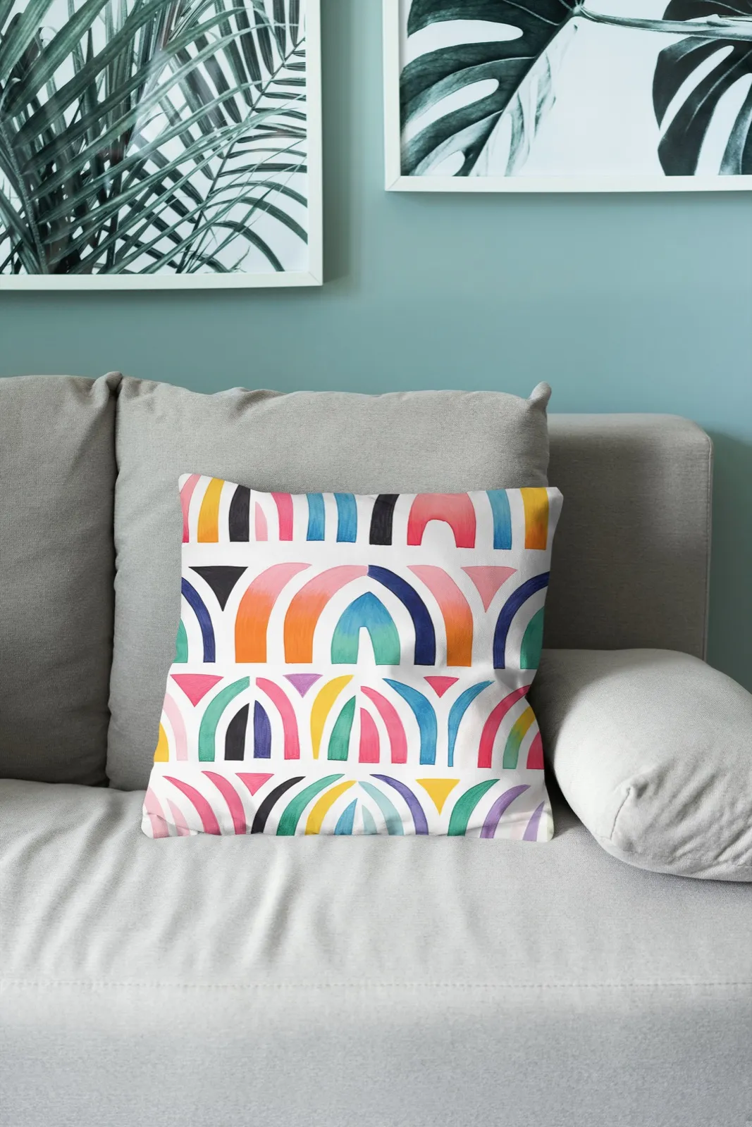 Painted Arches on a throw pillow