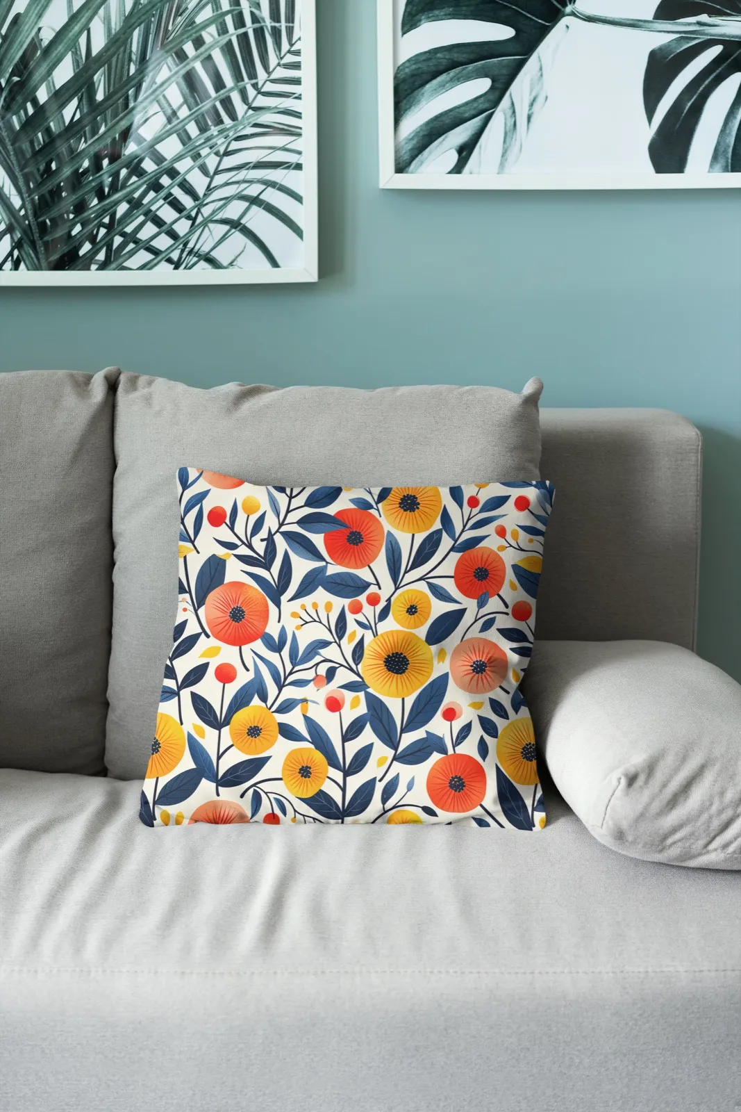 Modern Sun Florals on a throw pillow
