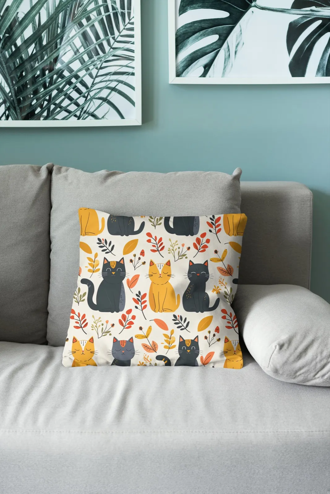 Cats Pattern on a throw pillow