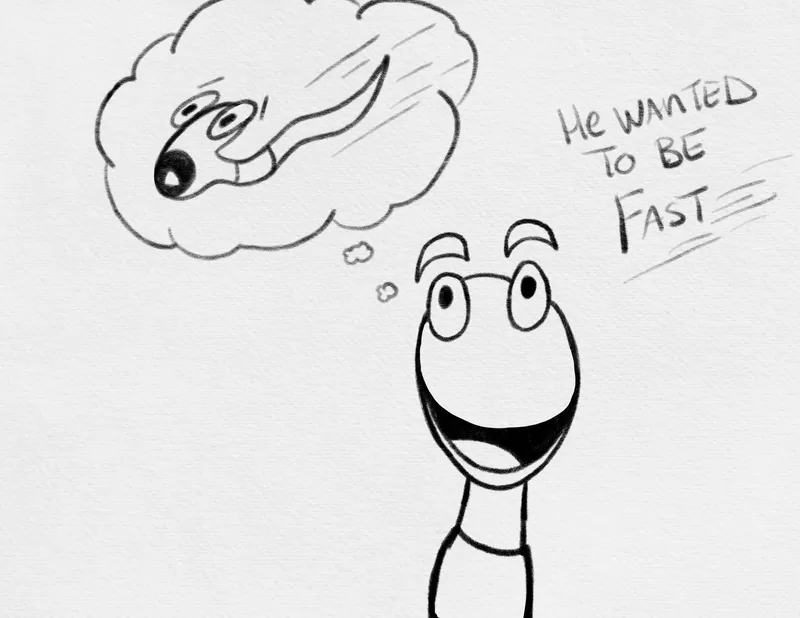 The worm grins, dreaming of himself zooming through the sky