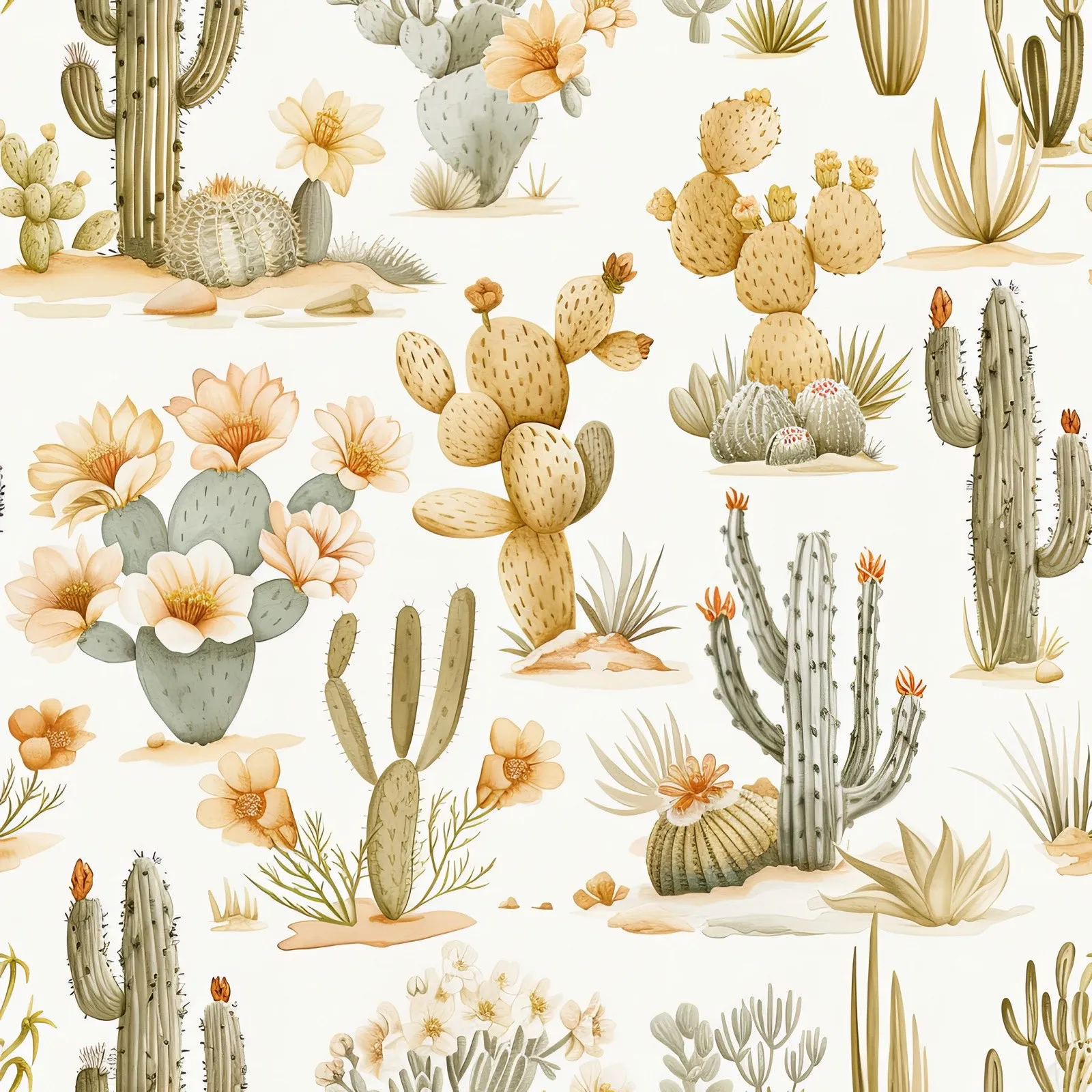 Desert Cactus — seamless pattern tile