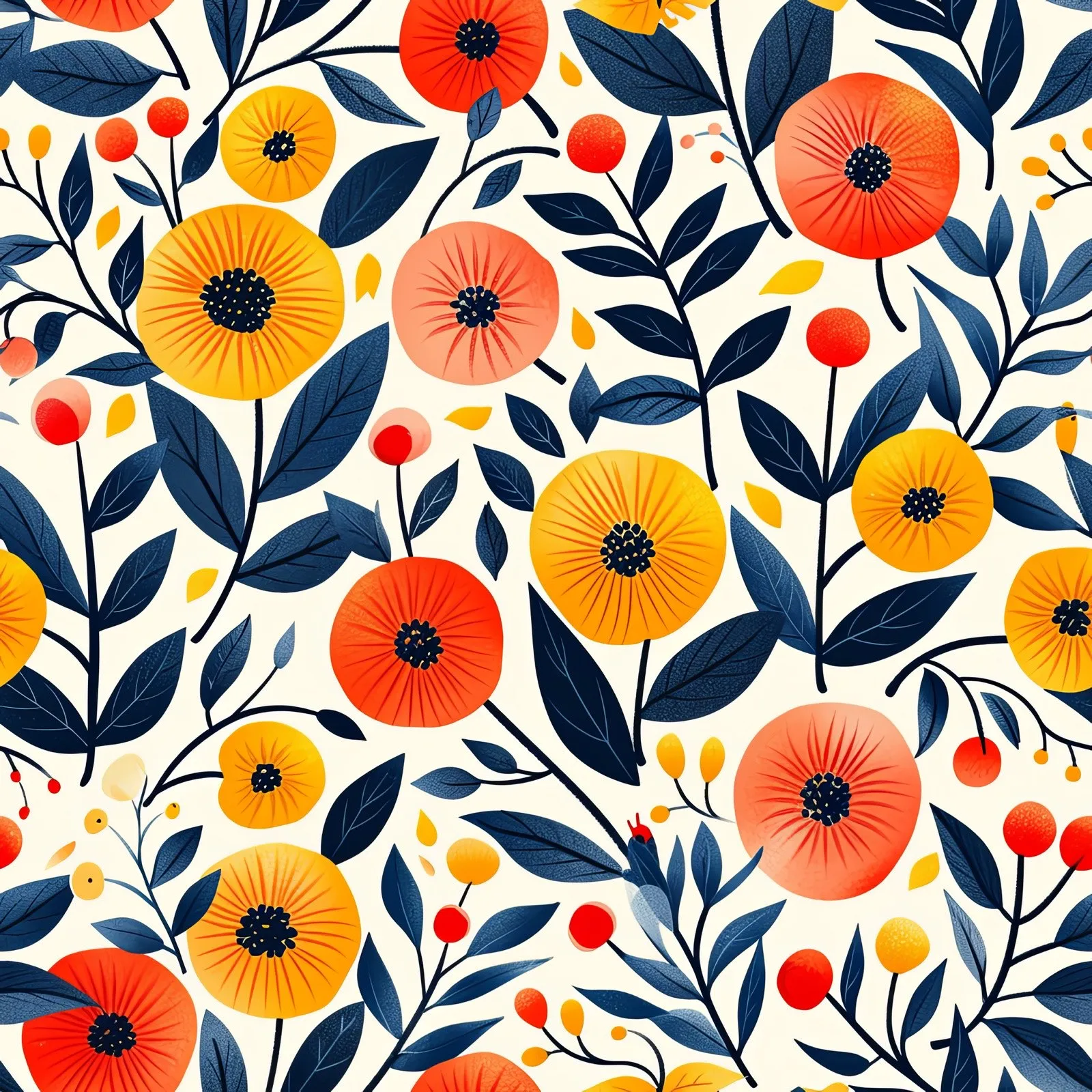 Modern Sun Florals — seamless pattern tile