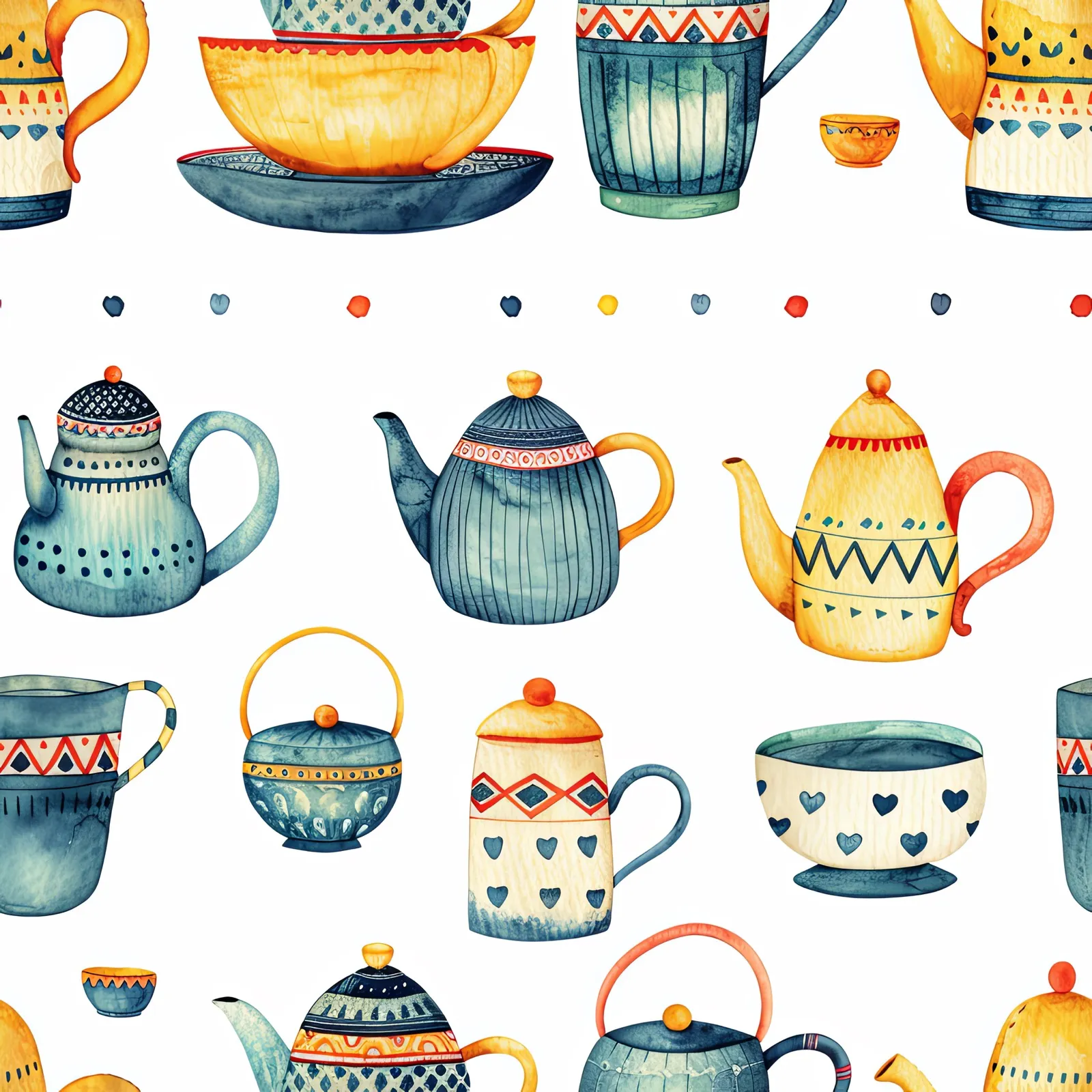 Whimsical Tea Set — seamless pattern tile